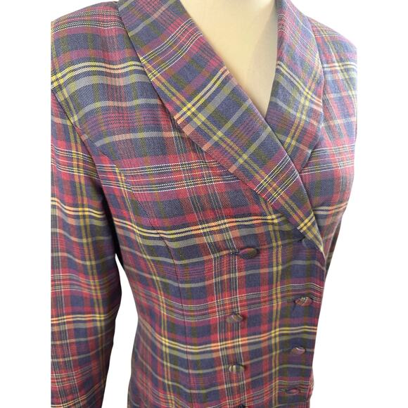 Vintage Laura Ashley Size 6 Plaid Tartan Double-Breasted Drop Waist Riding Dress - Picture 3 of 15